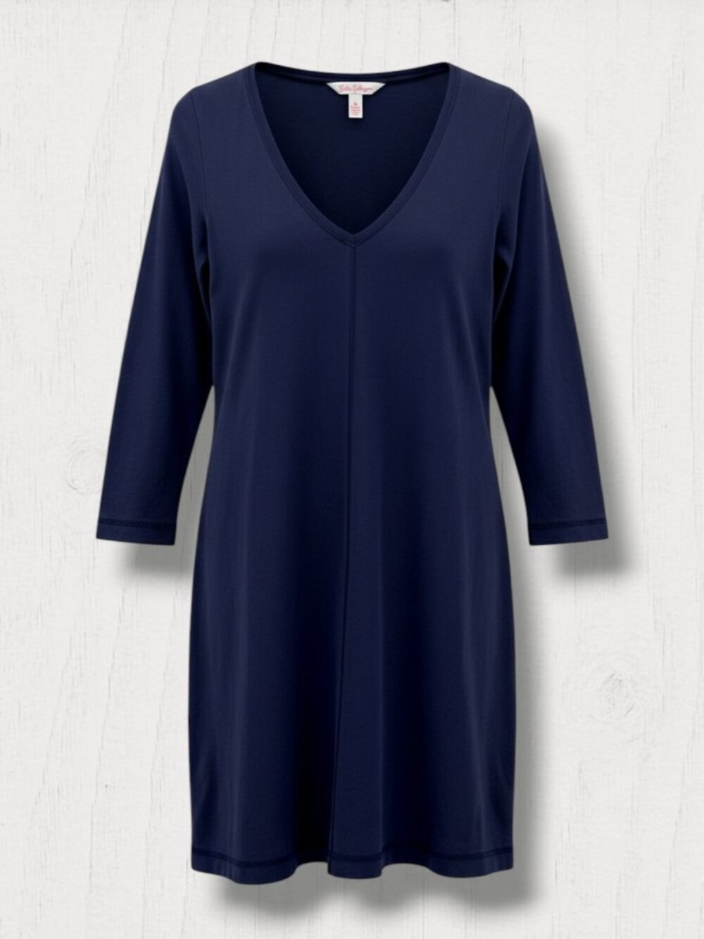 Lilly Pulitzer Classic Navy Blue Pima Cotton V Neck Mini Dress‎ S